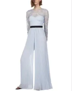 セルフポートレート オールインワン プリーツ レース ライトブルー