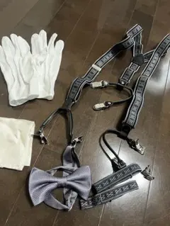 FORSIS & Co.　新郎小物6点セット　サスペンダー　アームバンド　手袋