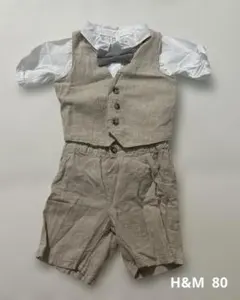 子供服　H&M 80 セットアップ　ベージュ　お祝い　男の子　セレモニースーツ