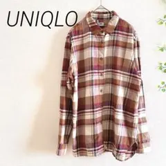 《ユニクロ》長袖シャツ チェック【L】カジュアルシャツ 綿