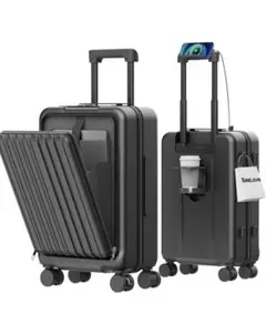 スーツケース フロントオープン キャリーケース ブラック Sサイズ 機内持ち込み