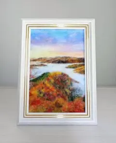 羊毛フェルト 絵画「秋彩の雲海」