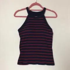 R*様 UNIQLO ネイビー レッド ボーダー ホルターネック カップ付タンクのサムネイル