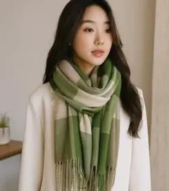 【新品　未使用】ストール　チェック グリーン系