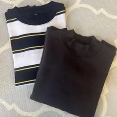 【2点セット】UNIQLO ボーダーロンTとハイネックロンT