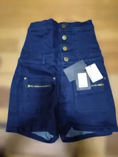 ネイビー ハイウエスト ショートパンツ