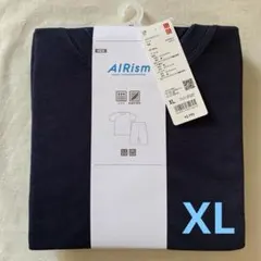 新品 ユニクロ メンズ エアリズムコットンセット 半袖 上下 XL ネイビー紺