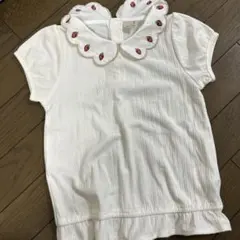 petit main いちご刺繍 半袖ブラウス 120cm
