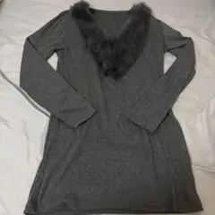 アクシーズファム　axes femme ラビットファーVネック　長袖　シャツ