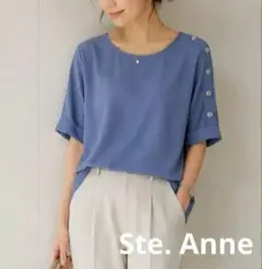 管理番号119 Ste. Anne ブルー 半袖カットソー　ボタン装飾