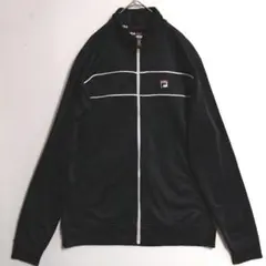 304　FILA　トラックジャケット　L　黒白　US古着　フルジップ　やや薄手