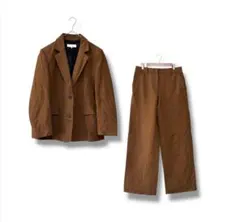ZARA セットアップ パンツスーツ 茶 M XS ワイド シンプル 通勤