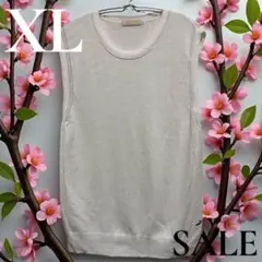 「即日発送」XL CROCODILE ホワイト ノースリーブニット