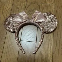 ディズニー ミニー カチューシャ ローズゴールド スパンコール 大人用 中古