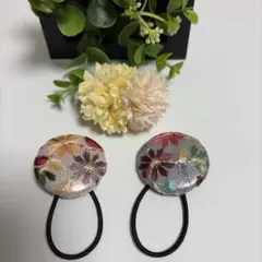 SALE☆ハンドメイド レジン ヘアゴム 花 金箔入り | Mercari