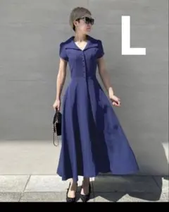 JENNE ワンピース ロング ネイビー フレアー サイズM ジェンヌ - メルカリ
