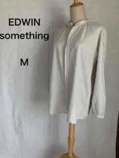[美品]エドウィンサムシング　ストライプシャツ　仕事　普段着　清潔感　M