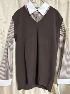 SLOBE IENAスローブイエナ　ニットベスト濃いめブラウンVネック