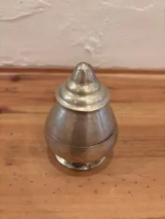 ヴィンテージ 中国 茶入 錫製？ 重厚 蓋付 茶筒 煎茶道具 唐物 古美術