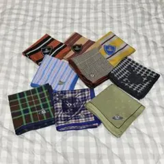 t*8様 廃盤【9枚セット】ヴィヴィアン メンズハンカチ　チェック　オーブ刺繍のサムネイル