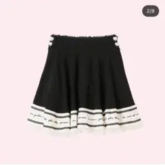 ミルフィーユクローゼット レース装飾 フレアスカート ブラック メッセージのサムネイル