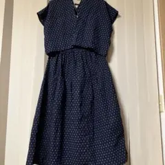 良品 サイズ3 45rpm インディゴ ドットノースリーブロングワンピース