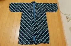 古布　藍染　ハンテン地 藍染松皮菱半纏 | Indigo Matsukawabisi Pattern Hanten