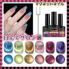 マグネットネイル マニキュア 6色セット 磁石付き キャッツアイ ジェルネイルのサムネイル