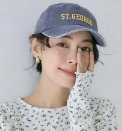 【新品未使用】ウォッシュ加工ロゴ刺繍キャップ レディース