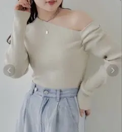 chico ワンショルラメニット(ベージュ)