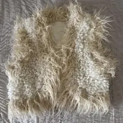 【美品】フェイクファー ベスト ボア ホワイト y2k