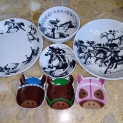 競馬モチーフ 食器セット プレート ボウル【匿名配送】のサムネイル