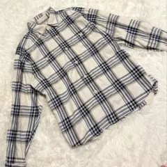 ユニクロ チェック シャツ レギュラーカラー 長袖 S ボーダー 綿 ネルシャツのサムネイル
