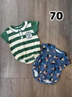 ディズニー 半袖ロンパース 2セット70 夏 バースデイ futafuta