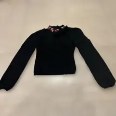 黒い花柄スパンコール付き長袖セーター