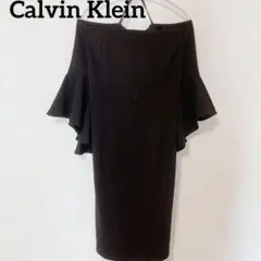 Calvin Klein ブラックパーティードレス【】サイズ14】　ひざ丈　黒色