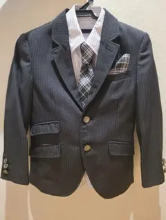 キッズ ストライプスーツ ブラック パープル