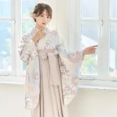 新品袴4点セット 卒業式 小学生 大学生 セット 袴 水色 ベージュ 2LBJ