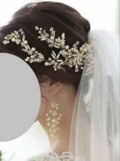【ブライダル】ヘアアクセ&ピアスセット　挙式　披露宴　前撮り