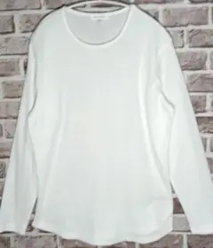 【THE SHOP TK】長袖カットソー ワッフル生地 ホワイト メンズXL