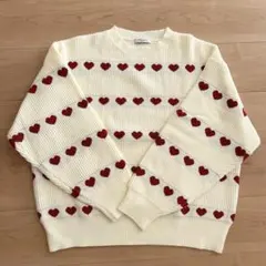 【試着のみ極美品】ハート柄ニットセーター　アイボリー