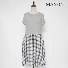 MAX&Co. クルーネック切り替えフレアワンピース グレー S*ZC764