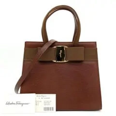 【Salvatore Ferragamo】2wayバッグ　ヴァラリボン　リザード