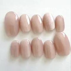 マグネットネイルチップ　オレンジピンク　ネイルチップ　シンプル