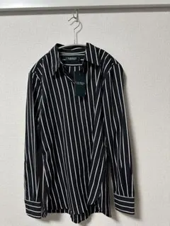 LAUREN RALPH LAUREN ストライプシャツ 長袖 ブラック