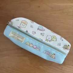 すみっコぐらし 可愛い筆箱 両面ペンケース 片側ペン汚れあり水色 ゴールド