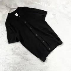 【ギャップ】（M）透かし編みシャツ メンズ 半袖 ブラック 綿100%