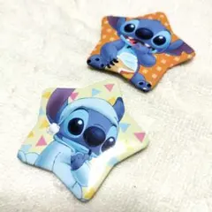 スティッチ 星型 缶バッジ 2個セット