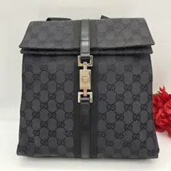 GUCCI グッチ リュック ジャッキー GG キャンバス GG柄 ライン 黒