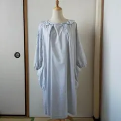 美品　FRAPBOIS ワンピース　フラボア　水色　グレー　レース　リボン
